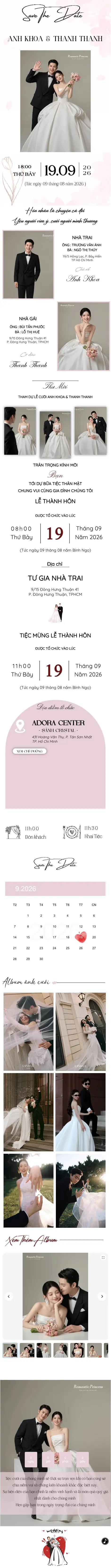 Thiệp mời của Wedding+ xem trên điện thoại